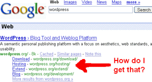 screen shot from Google displaying the Sitemaps feature